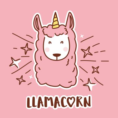 colorful llamacorn cute character clipart