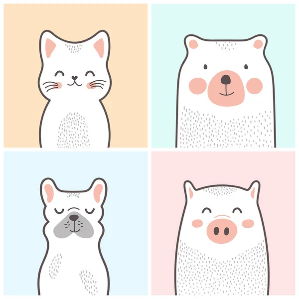 Serie Simpatici Animali Illustrazione Vettoriale — Vettoriale Stock