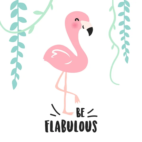 Ilustração Vetorial Flamingo Uma Cor Rosa — Vetor de Stock