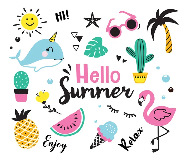 Hello Summer Typographic Vector Design — Stockový vektor