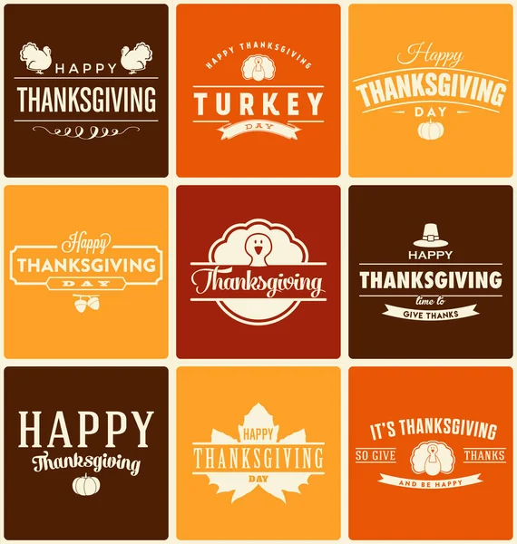 Set Retro Banners Thanksgiving Concept — Stock Vector