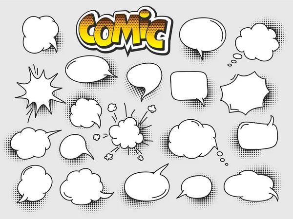 Colección Dibujos Animados Burbujas Habla Cómica Con Espacio Copia Nubes — Vector de stock