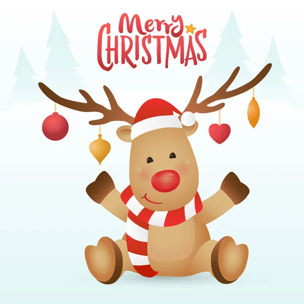 Καλά Χριστούγεννα Holiday Greeting Card Τάρανδο Καρτούν — Διανυσματικό Αρχείο