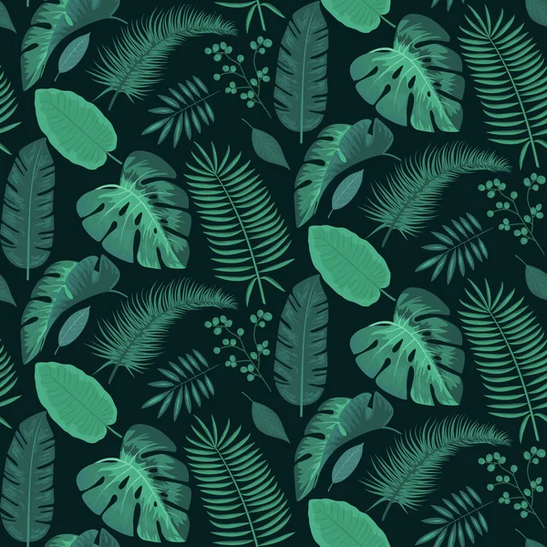 바다없는 우림의 인쇄나 패션을 초록빛 야자나무의 재미있는 식물의 — 스톡 벡터