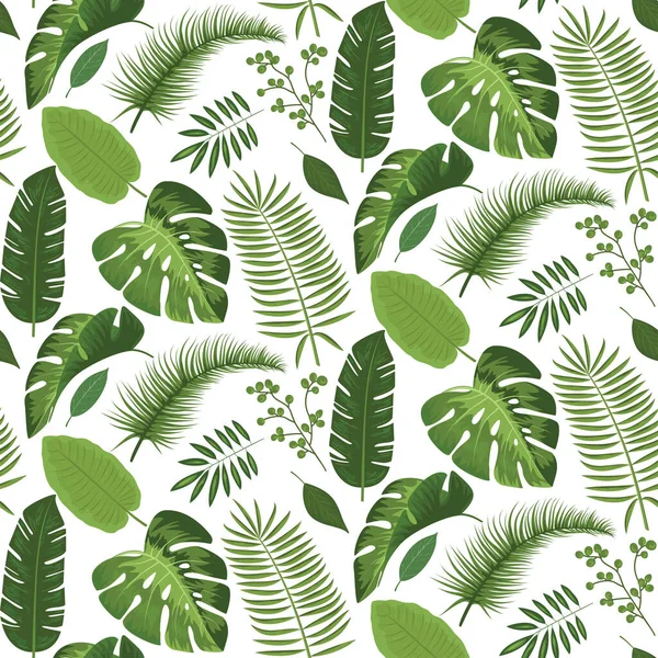 바다없는 우림의 인쇄나 패션을 초록빛 야자나무의 재미있는 식물의 — 스톡 벡터
