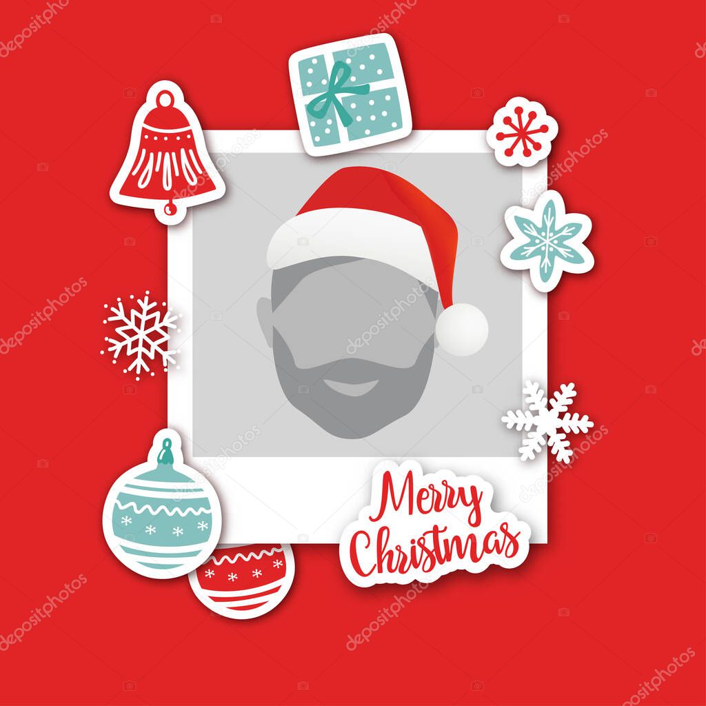 Merry Christmas card template, vector illustration
