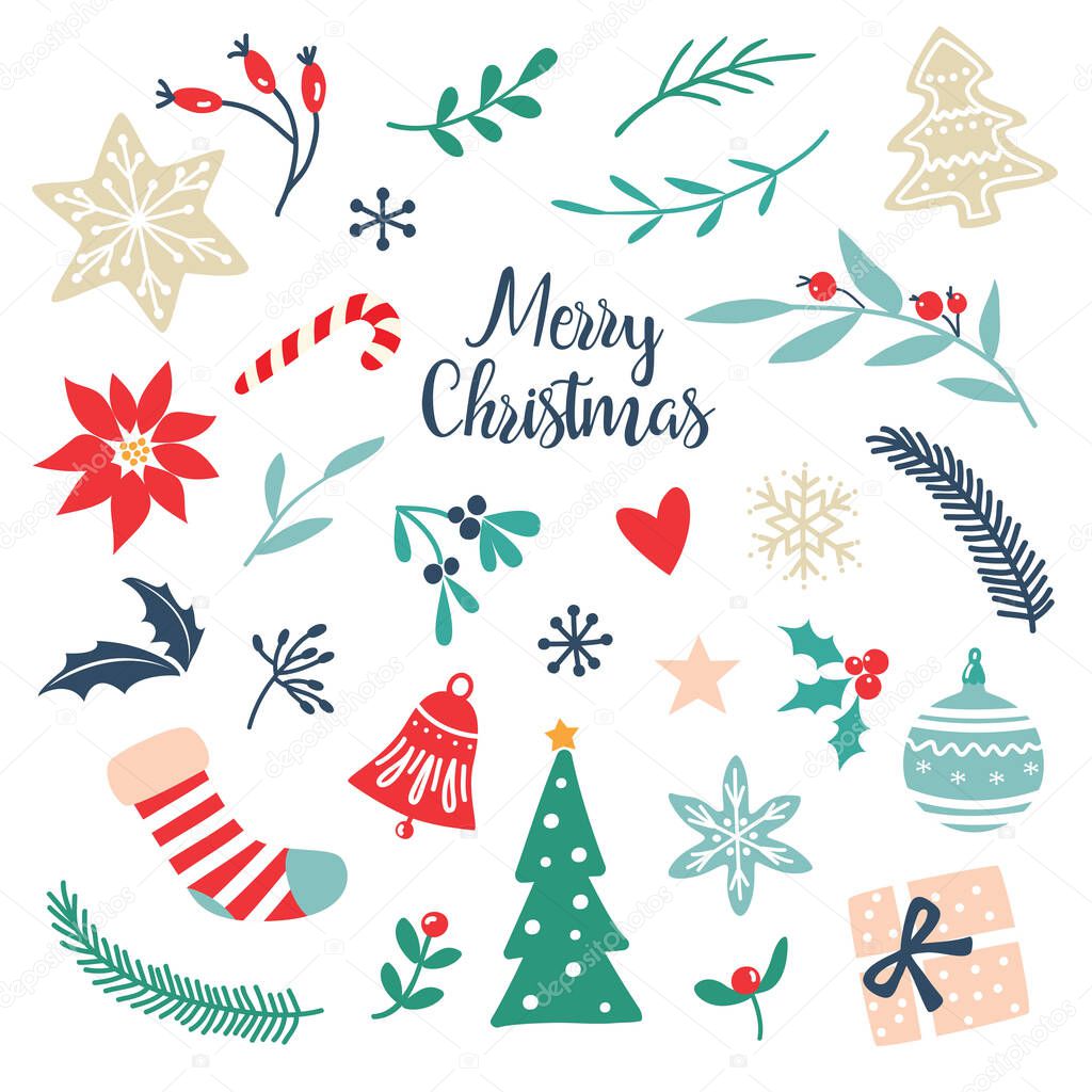 christmas hand drawn card doodle style. vector illustration