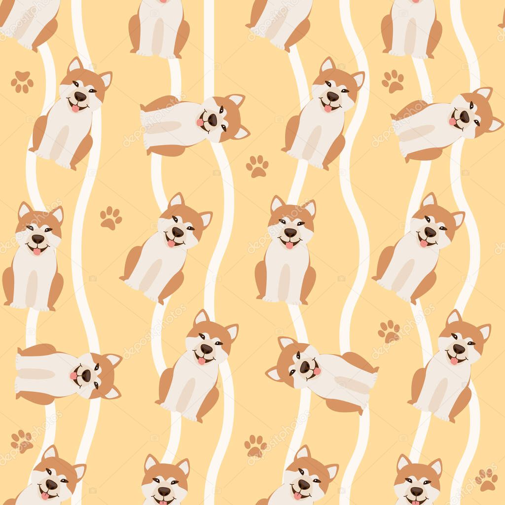 seamless pattern with cute cartoon dogs