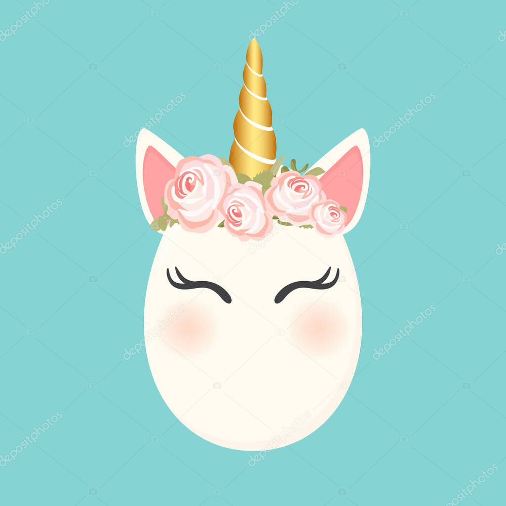 Cute unicorn Easter egg vector graphic design