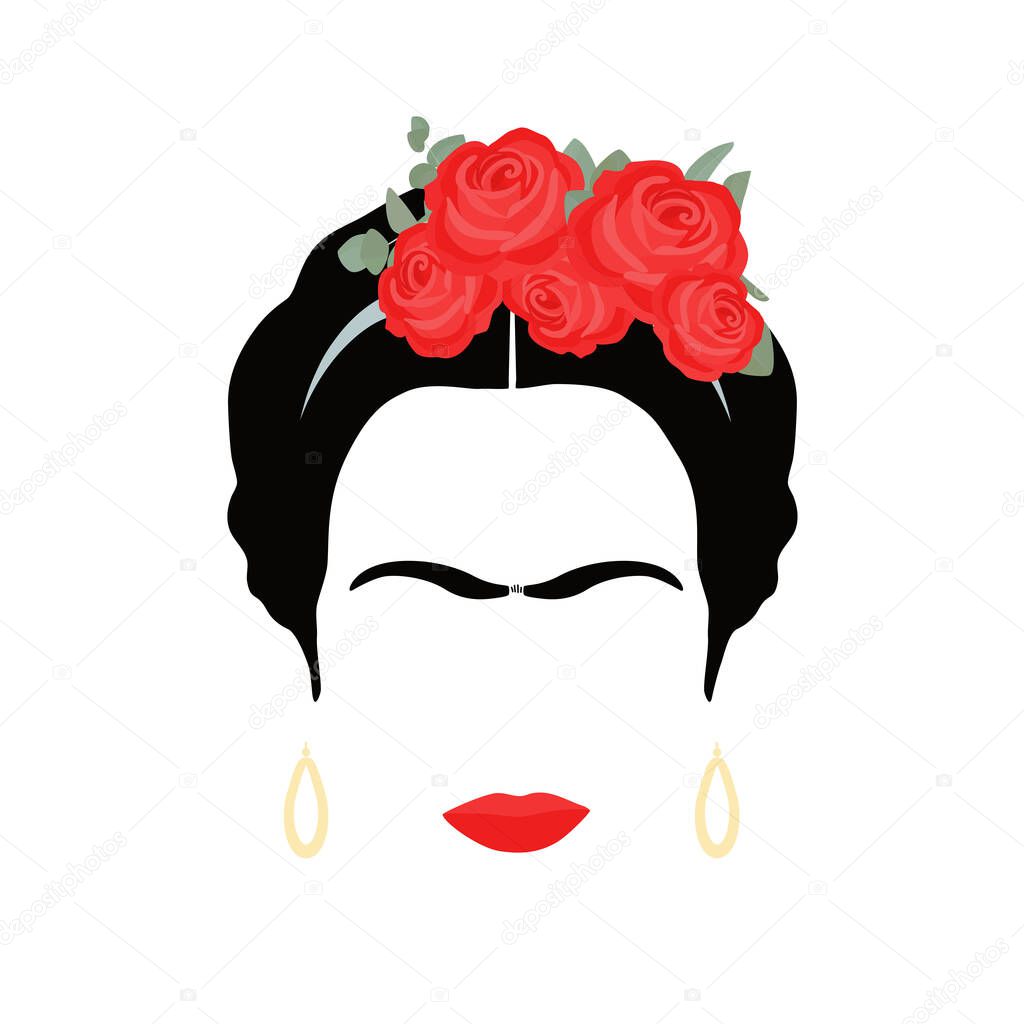 vector illustration of a face of a woman with a red lips