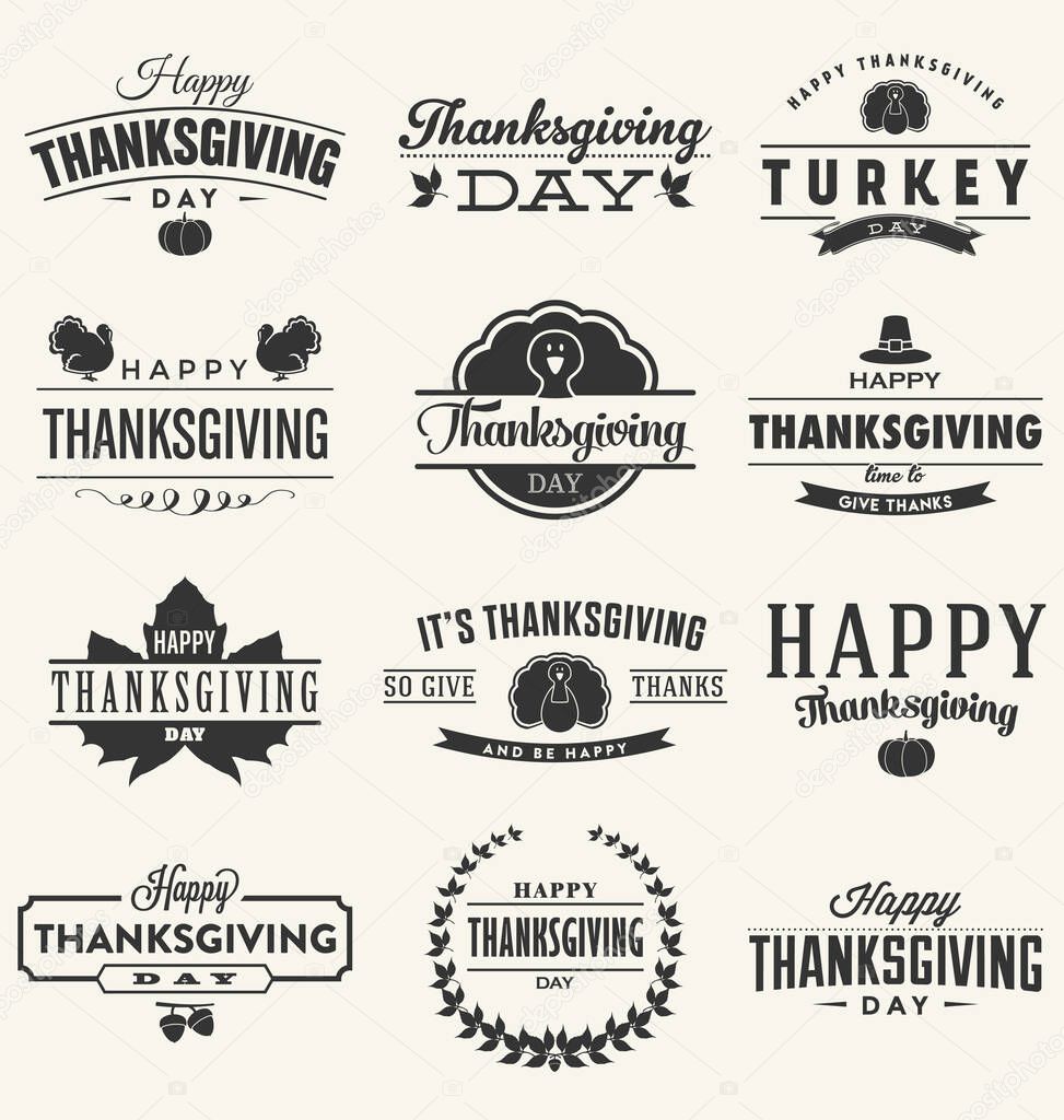 set of retro banners, thanksgiving concept 
