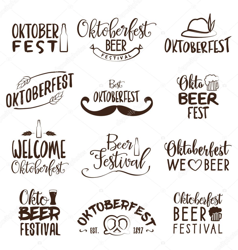 Oktoberfest Typographic Design Set - Poster Design for Beer Festival