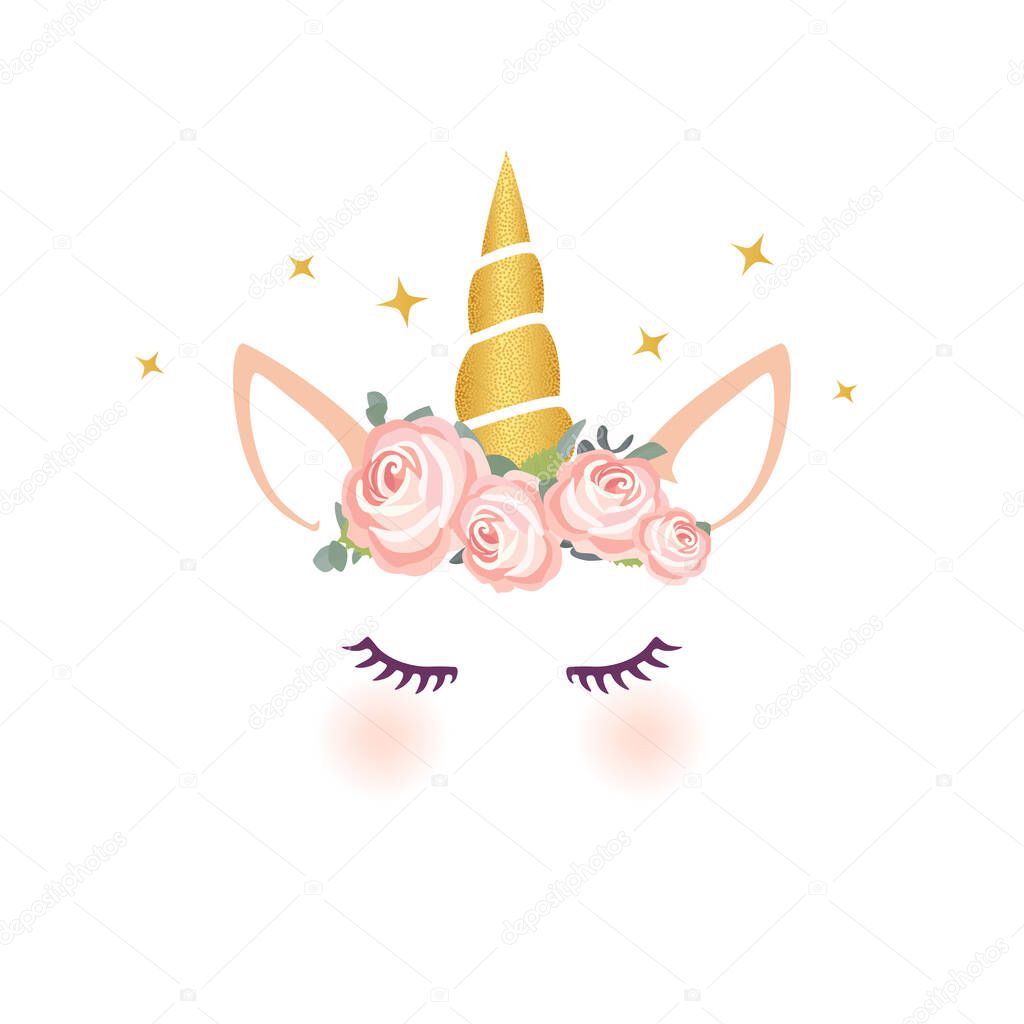 Cute unicorn character vector graphic design