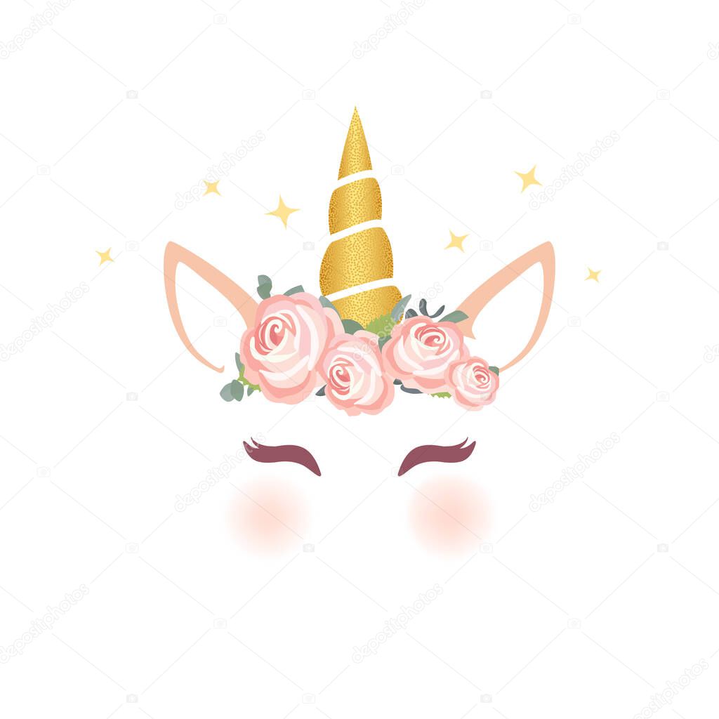 Cute unicorn character vector graphic design