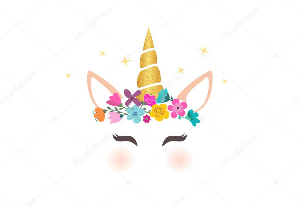 Cute unicorn character vector graphic design