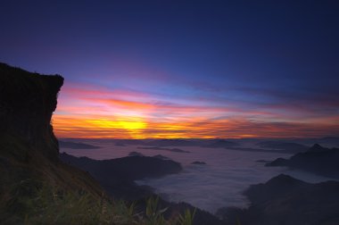 Sunrise Phu Chi Fa, Chiangrai, Thailan, sabah