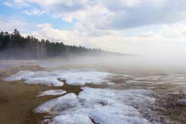 Bahar manzara Ob Sibirya Nehri üzerinde