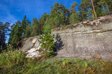 Turochak köyünün cazibesi aşk taşıdır. Turochaksky ilçesi, Altai Cumhuriyeti, Batı Sibirya 'nın güneyi, Rusya