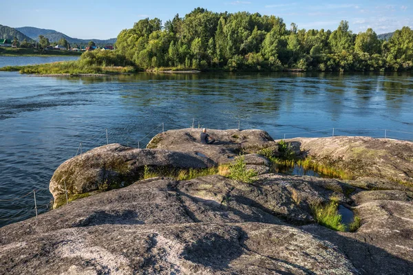 View Stone Love Biya River Turochak Village Turochaksky District Altai — Stock Photo, Image