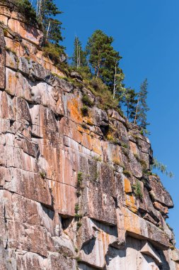 Rock Iconostasis. Turochaksky bölgesi, Altai Cumhuriyeti, Batı Sibirya 'nın güneyi, Rusya