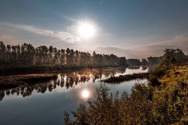 Summer landscape with a river. Berd River, Iskitimsky District, Novosibirsk Oblast, Western Siberia, Russia