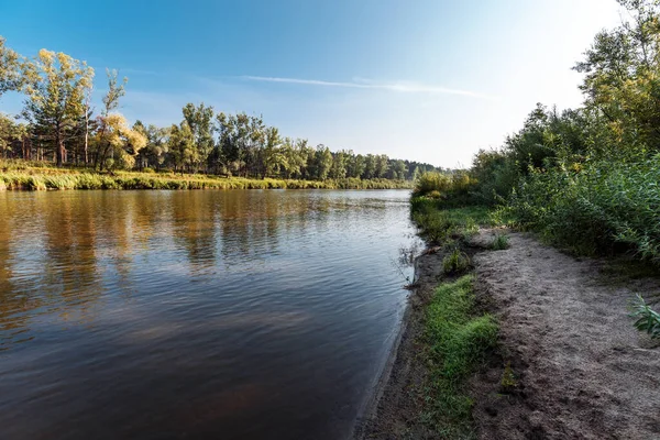 Summer landscape with a river. Berd River, Iskitimsky District, Novosibirsk Oblast, Western Siberia, Russia