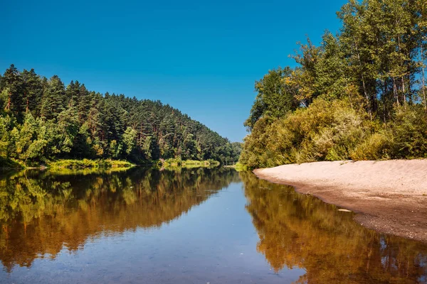 Summer landscape with a river. Berd River, Iskitimsky District, Novosibirsk Oblast, Western Siberia, Russia