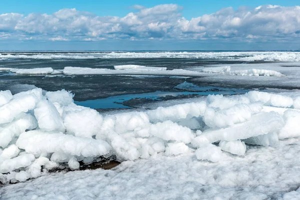 Spring Melting Snow White Ice River Western Siberia Novosibirsk Region — Stock Photo, Image