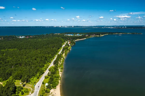 Stadsparken Berd Spit Från Fågelperspektiv Särskilt Skyddat Naturområde Staden Berdsk — Stockfoto