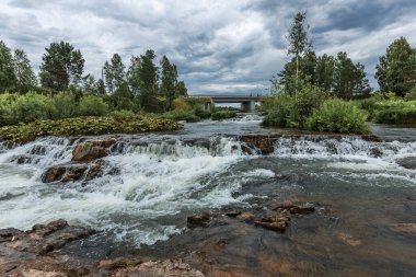 Suenginsky, Sueng Nehri üzerinde şelaleyi taşırdı. Novosibirsk bölgesinin Maslyaninsky ilçesi, Batı Sibirya, Rusya