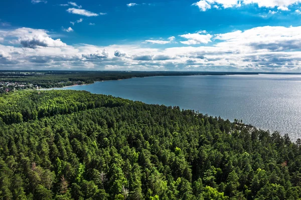 Sea Una Vista Volo Uccello Costa Della Città Berdsk Regione — Foto Stock