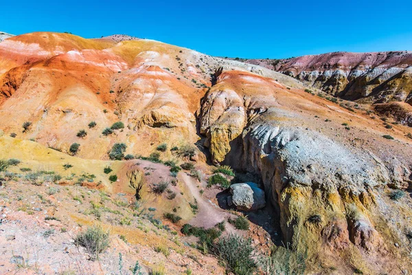 Martian Landscapes Kyzyl Chin Multicolored Mountains Village Chagan Uzun Kosh — Stock Photo, Image