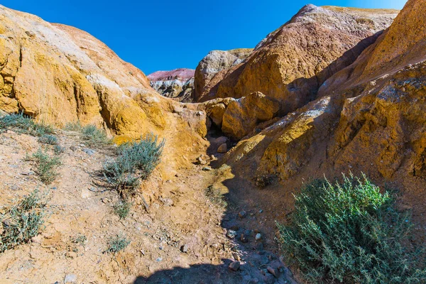 Martian Landscapes Kyzyl Chin Multicolored Mountains Village Chagan Uzun Kosh — Stock Photo, Image