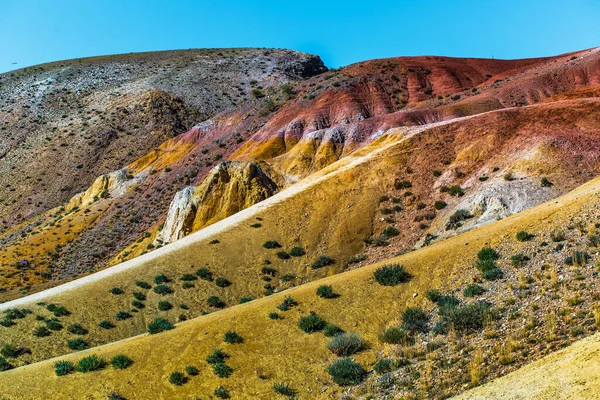 Martian Landscapes Kyzyl Chin Multicolored Mountains Village Chagan Uzun Kosh — Stock Photo, Image