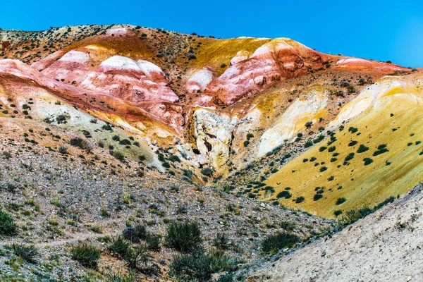 Martian Landscapes Kyzyl Chin Multicolored Mountains Village Chagan Uzun Kosh — Stock Photo, Image