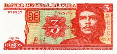 Ernesto Che Guevara Küba'nın bir banknot üzerinde. Yüz değerdir 3 Pezosu