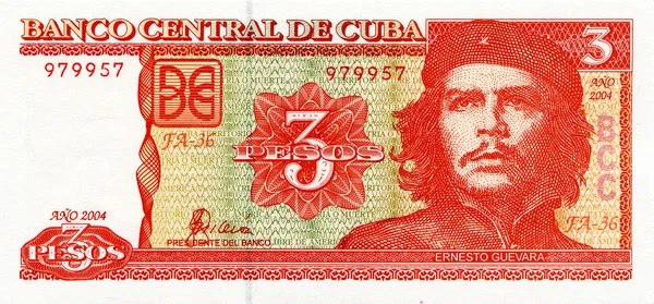 Ernesto Che Guevara Kuba Bankjegyet Arc Értéke Peso — Stock Fotó