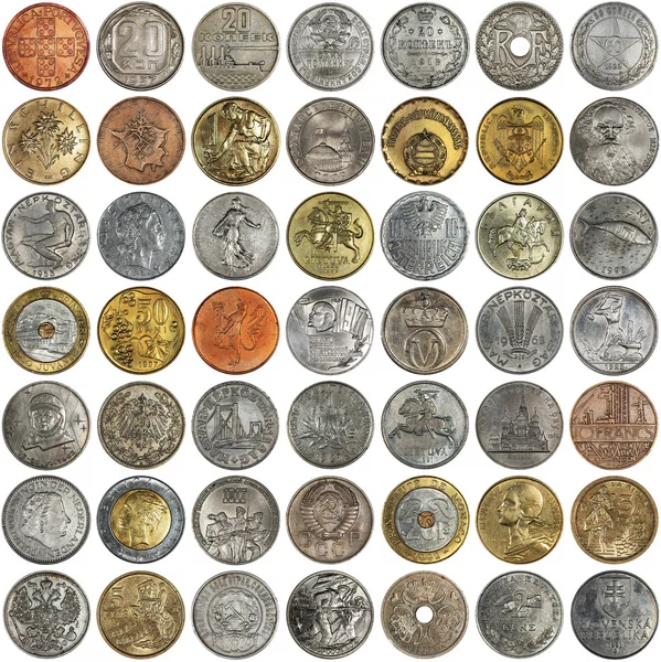 Background Coins Different Values Various States World — Stock Photo, Image