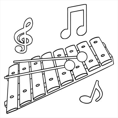 Xylophone detailed vector illustration without color clipart