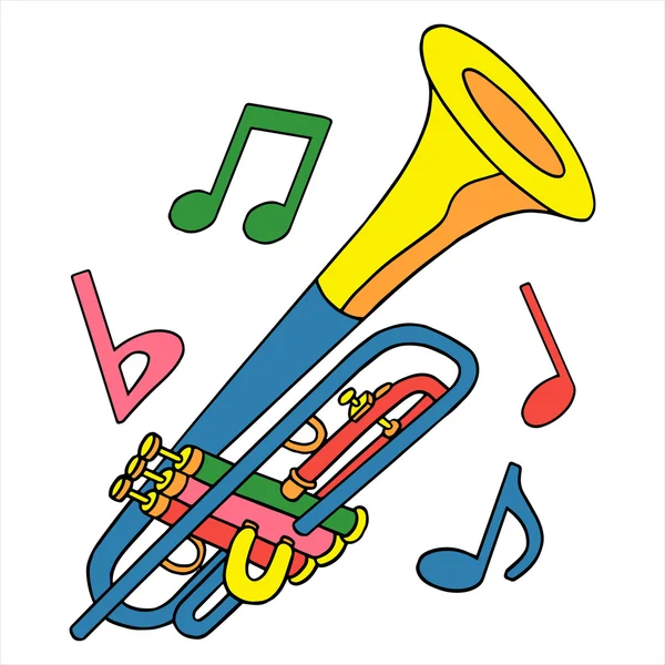 Trumpet with notes — Stock Vector