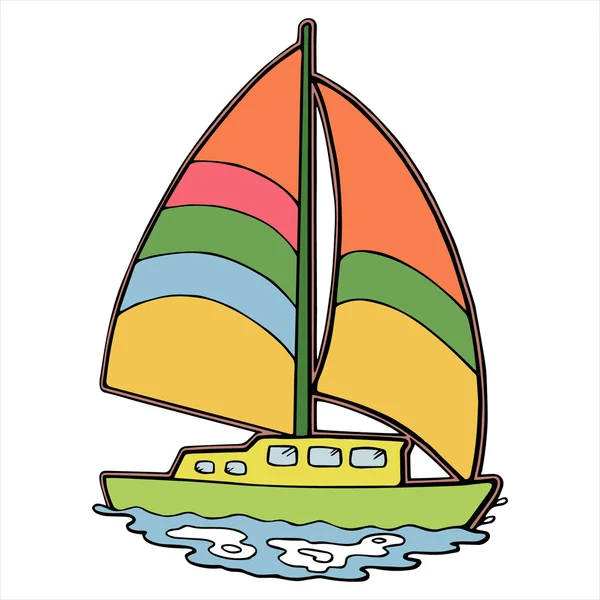 Segelboot-Cartoon-Illustration isoliert auf weiß — Stockvektor