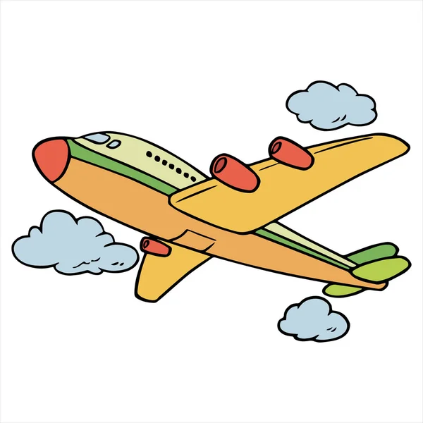 Ilustración de dibujos animados de aviones aislados en blanco — Vector de stock