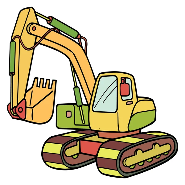 Excavator cartoon illustration isolated on white — Stock Vector