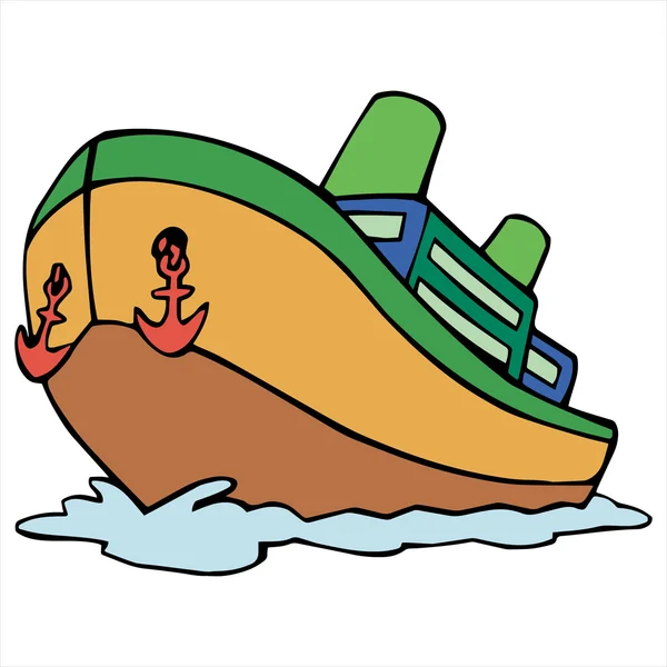 Nákladní loď kreslené ilustrace izolované na bílém — Stockový vektor
