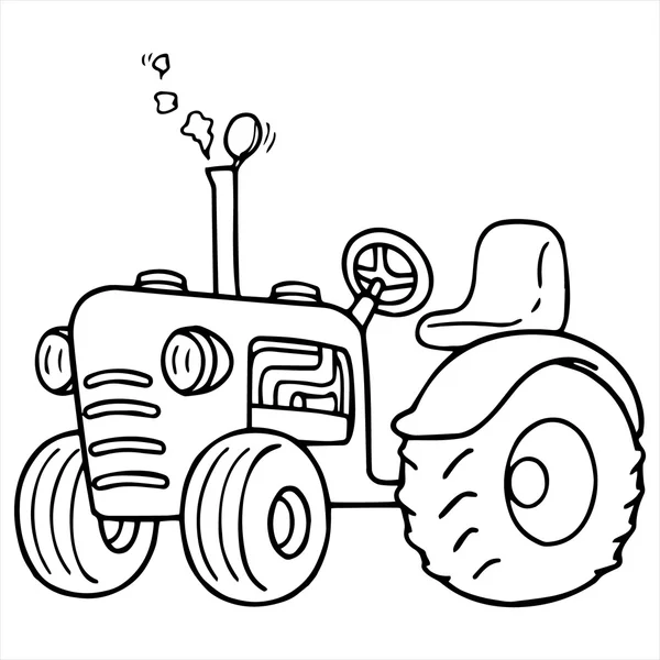 Tractor ilustración de dibujos animados aislados en blanco — Vector de stock