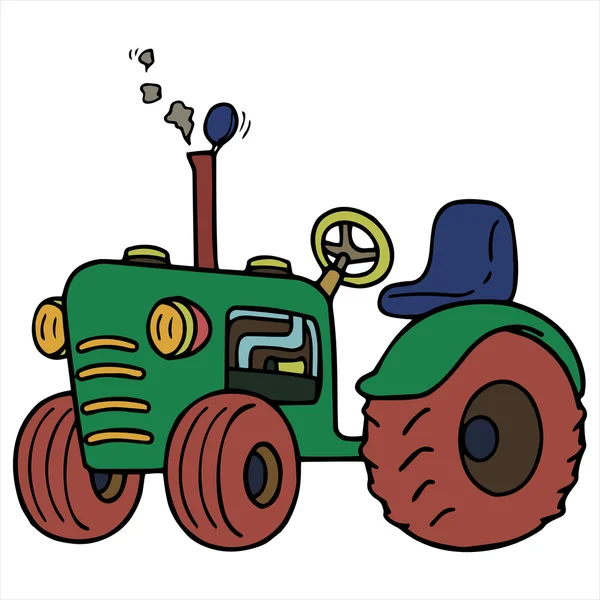 Tractor ilustración de dibujos animados aislados en blanco — Vector de stock