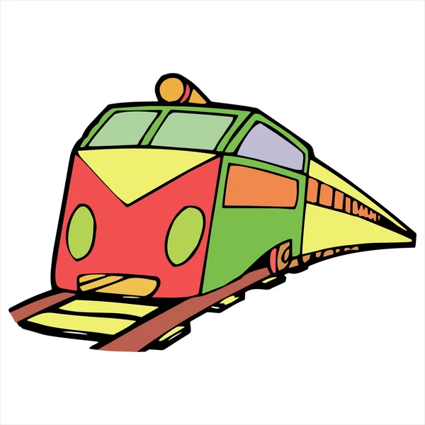 Ilustración de dibujos animados Modern Train aislada en blanco — Vector de stock
