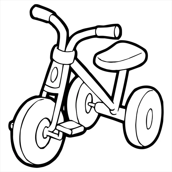 Üç tekerlekli bisiklet çizgi film illüstrasyon izole beyaz — Stok Vektör