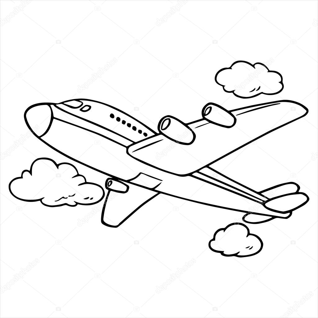 Airplane cartoon illustration isolated on white