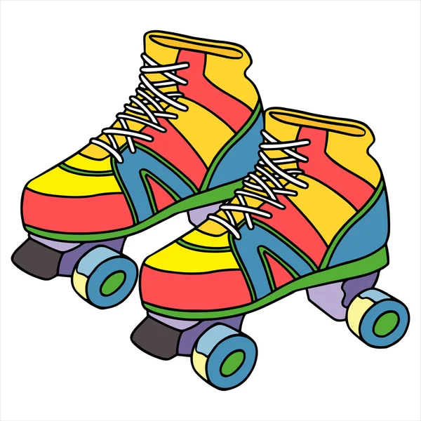 Ilustrasi kartun skate Roller diisolasi pada warna putih - Stok Vektor